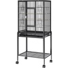 image:imageVEVOR Bird Cage 315 x 205 x 52 inch Flat Top Wrought Iron Bird Flight Cage with Perches SlideOut Tray and Plastic Feeders Casters for Parrot Blue Tit Cockatiel Canary and Monk ParakeetBlack