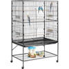 image:imageVEVOR Bird Cage 315 x 205 x 52 inch Flat Top Wrought Iron Bird Flight Cage with Perches SlideOut Tray and Plastic Feeders Casters for Parrot Blue Tit Cockatiel Canary and Monk ParakeetBlack