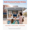 image:imageVEVOR Concession Window Aluminum Alloy Frame Service Windows for Food Truck Up to 85 Degrees Stand Serving Window with Awning Door and Drag Hook 3 upampdown sliding windows 60x36in
