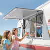 image:imageVEVOR Concession Window Aluminum Alloy Frame Service Windows for Food Truck Up to 85 Degrees Stand Serving Window with Awning Door and Drag Hook 4 leftampright sliding windowsno glass 48 W x 36 H4 updown sliding Screens