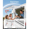 image:imageVEVOR Concession Window Aluminum Alloy Frame Service Windows for Food Truck Up to 85 Degrees Stand Serving Window with Awning Door and Drag Hook 4 leftampright sliding windowsno glass 48 W x 36 Hwhole glass