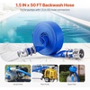 image:imageVEVOR Discharge Hose 4 x 105 PVC Lay Flat Hose Heavy Duty Backwash Drain Hose with Clamps Weatherproof amp Burstproof Ideal for Swimming Pool amp Water Transfer Blue  for Swimming Pool Water Transfer Weatherproof amp Burstproof 642 in Flat Width 60 PSI Working Pressure with 2 Clamps Blue112 x 50 with connector