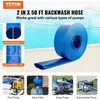 image:imageVEVOR Discharge Hose 4 x 105 PVC Lay Flat Hose Heavy Duty Backwash Drain Hose with Clamps Weatherproof amp Burstproof Ideal for Swimming Pool amp Water Transfer Blue  for Swimming Pool Water Transfer Weatherproof amp Burstproof 642 in Flat Width 60 PSI Working Pressure with 2 Clamps Blue03 2 x 50 with connector