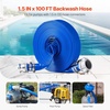 image:imageVEVOR Discharge Hose 4 x 105 PVC Lay Flat Hose Heavy Duty Backwash Drain Hose with Clamps Weatherproof amp Burstproof Ideal for Swimming Pool amp Water Transfer Blue  for Swimming Pool Water Transfer Weatherproof amp Burstproof 642 in Flat Width 60 PSI Working Pressure with 2 Clamps Blue112 x 100 with connector
