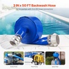 image:imageVEVOR Discharge Hose 4 x 105 PVC Lay Flat Hose Heavy Duty Backwash Drain Hose with Clamps Weatherproof amp Burstproof Ideal for Swimming Pool amp Water Transfer Blue  for Swimming Pool Water Transfer Weatherproof amp Burstproof 642 in Flat Width 60 PSI Working Pressure with 2 Clamps Blue3 x 50 with connector