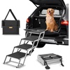image:imageVEVOR Dog Stairs for Car Wide 5StepsFolding Dog Car Ramp with Nonslip Surface Portable Pet Steps Lightweight Aluminum for Car SUV and Truck Supports up to 150 lbs4 Steps