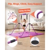 image:imageVEVOR Gymnastic Bars for Kids 140 lbs Capacity Folding Training Kip Bar with Mat Adjustable Height Gymnastic Horizontal Bar for Home Training Equipment for Indoor Outdoor Easy to Assemble Purple
