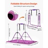 image:imageVEVOR Gymnastic Bars for Kids 140 lbs Capacity Folding Training Kip Bar with Mat Adjustable Height Gymnastic Horizontal Bar for Home Training Equipment for Indoor Outdoor Easy to Assemble Purple