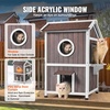 image:imageVEVOR Heated Outdoor Cat House Insulated Wooden Cat House for Cats Waterproof Feral Kitty Shelter with Heating Pad PVC Flap Door amp Openable Asphalt Roof for 13 Cats in Winter 34 x 21 x 27 in2story Wooden House