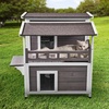 image:imageVEVOR Heated Outdoor Cat House Insulated Wooden Cat House for Cats Waterproof Feral Kitty Shelter with Heating Pad PVC Flap Door amp Openable Asphalt Roof for 13 Cats in Winter 34 x 21 x 27 in2story Wooden House