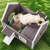image:imageVEVOR Heated Outdoor Cat House Insulated Wooden Cat House for Cats Waterproof Feral Kitty Shelter with Heating Pad PVC Flap Door amp Openable Asphalt Roof for 13 Cats in Winter 34 x 21 x 27 in1story Wooden House