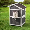 image:imageVEVOR Heated Outdoor Cat House Insulated Wooden Cat House for Cats Waterproof Feral Kitty Shelter with Heating Pad PVC Flap Door amp Openable Asphalt Roof for 13 Cats in Winter 34 x 21 x 27 in2story Wooden House