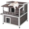 image:imageVEVOR Heated Outdoor Cat House Insulated Wooden Cat House for Cats Waterproof Feral Kitty Shelter with Heating Pad PVC Flap Door amp Openable Asphalt Roof for 13 Cats in Winter 34 x 21 x 27 in2story Wooden House