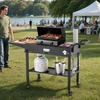 image:imageVEVOR Outdoor Grill Cart 310 x 170 inch Tabletop Size Grilling Table Foldable Outdoor Cooking Table with Tissue Holder Hooks Wheels Side Table BBQ Prep Tables for Picnic Kitchen CourtyardBlack