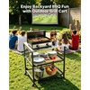 image:imageVEVOR Outdoor Grill Cart 310 x 170 inch Tabletop Size Grilling Table Foldable Outdoor Cooking Table with Tissue Holder Hooks Wheels Side Table BBQ Prep Tables for Picnic Kitchen CourtyardBlack