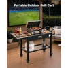 image:imageVEVOR Outdoor Grill Cart 310 x 170 inch Tabletop Size Grilling Table Foldable Outdoor Cooking Table with Tissue Holder Hooks Wheels Side Table BBQ Prep Tables for Picnic Kitchen CourtyardBlack