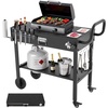 image:imageVEVOR Outdoor Grill Cart 310 x 170 inch Tabletop Size Grilling Table Foldable Outdoor Cooking Table with Tissue Holder Hooks Wheels Side Table BBQ Prep Tables for Picnic Kitchen CourtyardBlack