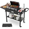 image:imageVEVOR Outdoor Grill Cart 310 x 170 inch Tabletop Size Grilling Table Foldable Outdoor Cooking Table with Tissue Holder Hooks Wheels Side Table BBQ Prep Tables for Picnic Kitchen CourtyardBlack
