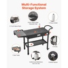 image:imageVEVOR Outdoor Grill Cart 310 x 170 inch Tabletop Size Grilling Table Foldable Outdoor Cooking Table with Tissue Holder Hooks Wheels Side Table BBQ Prep Tables for Picnic Kitchen CourtyardBlack