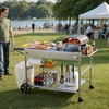 image:imageVEVOR Outdoor Grill Cart 310 x 170 inch Tabletop Size Grilling Table Foldable Outdoor Cooking Table with Tissue Holder Hooks Wheels Side Table BBQ Prep Tables for Picnic Kitchen CourtyardGray
