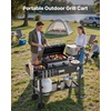 image:imageVEVOR Outdoor Grill Cart 310 x 170 inch Tabletop Size Grilling Table Foldable Outdoor Cooking Table with Tissue Holder Hooks Wheels Side Table BBQ Prep Tables for Picnic Kitchen CourtyardBlack
