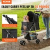 image:imageVEVOR Pet Stroller 44 lbs Weight Capacity Foldable Dog Cart 4 Wheels Cats Stroller with Mesh Windows amp Revrsible Handle Portable Pet Carrier with Brake for Small to Medium Pets3 wheels  for Pets up to 35 Pound