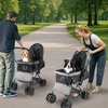 image:imageVEVOR Pet Stroller 44 lbs Weight Capacity Foldable Dog Cart 4 Wheels Cats Stroller with Mesh Windows amp Revrsible Handle Portable Pet Carrier with Brake for Small to Medium Pets4 wheels  For Pets up to 40 Pound