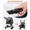 image:imageVEVOR Pet Stroller 44 lbs Weight Capacity Foldable Dog Cart 4 Wheels Cats Stroller with Mesh Windows amp Revrsible Handle Portable Pet Carrier with Brake for Small to Medium Pets4 wheels  For Pets up to 35 Pound