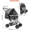 image:imageVEVOR Pet Stroller 44 lbs Weight Capacity Foldable Dog Cart 4 Wheels Cats Stroller with Mesh Windows amp Revrsible Handle Portable Pet Carrier with Brake for Small to Medium Pets4 wheels  For Pets up to 40 Pound