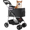 image:imageVEVOR Pet Stroller 44 lbs Weight Capacity Foldable Dog Cart 4 Wheels Cats Stroller with Mesh Windows amp Revrsible Handle Portable Pet Carrier with Brake for Small to Medium Pets4 wheels  For Pets up to 35 Pound