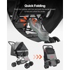 image:imageVEVOR Pet Stroller 44 lbs Weight Capacity Foldable Dog Cart 4 Wheels Cats Stroller with Mesh Windows amp Revrsible Handle Portable Pet Carrier with Brake for Small to Medium Pets4 wheels  For Pets up to 40 Pound