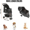 image:imageVEVOR Pet Stroller 44 lbs Weight Capacity Foldable Dog Cart 4 Wheels Cats Stroller with Mesh Windows amp Revrsible Handle Portable Pet Carrier with Brake for Small to Medium Pets3 wheels  for Pets up to 35 Pound