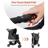 image:imageVEVOR Pet Stroller 44 lbs Weight Capacity Foldable Dog Cart 4 Wheels Cats Stroller with Mesh Windows amp Revrsible Handle Portable Pet Carrier with Brake for Small to Medium Pets3 wheels  For Pets up to 35lbs