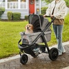 image:imageVEVOR Pet Stroller 44 lbs Weight Capacity Foldable Dog Cart 4 Wheels Cats Stroller with Mesh Windows amp Revrsible Handle Portable Pet Carrier with Brake for Small to Medium Pets3 wheels  For Pets up to 75 Pound