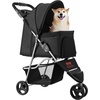 image:imageVEVOR Pet Stroller 44 lbs Weight Capacity Foldable Dog Cart 4 Wheels Cats Stroller with Mesh Windows amp Revrsible Handle Portable Pet Carrier with Brake for Small to Medium Pets3 wheels  For Pets up to 35lbs
