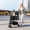 image:imageVEVOR Pet Stroller 44 lbs Weight Capacity Foldable Dog Cart 4 Wheels Cats Stroller with Mesh Windows amp Revrsible Handle Portable Pet Carrier with Brake for Small to Medium Pets3 wheels  For Pets up to 35lbs