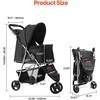 image:imageVEVOR Pet Stroller 44 lbs Weight Capacity Foldable Dog Cart 4 Wheels Cats Stroller with Mesh Windows amp Revrsible Handle Portable Pet Carrier with Brake for Small to Medium Pets3 wheels  For Pets up to 35lbs