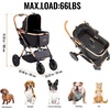 image:imageVEVOR Pet Stroller 44 lbs Weight Capacity Foldable Dog Cart 4 Wheels Cats Stroller with Mesh Windows amp Revrsible Handle Portable Pet Carrier with Brake for Small to Medium Pets4 wheels  For Pets up to 66lbs