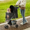 image:imageVEVOR Pet Stroller 44 lbs Weight Capacity Foldable Dog Cart 4 Wheels Cats Stroller with Mesh Windows amp Revrsible Handle Portable Pet Carrier with Brake for Small to Medium Pets3 wheels  for Pets up to 35 Pound