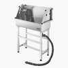 image:imageVEVOR Professional Dog Washing Station 34 Inch Stainless Steel Pet Grooming Tub with Hot amp Cold Faucet Showerhead Storage Rack NoBend AllinOne Bathtub Home Wash Sink Fits Small Cats and Dogs34 inch