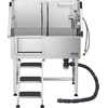 image:imageVEVOR Professional Dog Washing Station 34 Inch Stainless Steel Pet Grooming Tub with Hot amp Cold Faucet Showerhead Storage Rack NoBend AllinOne Bathtub Home Wash Sink Fits Small Cats and Dogs38 inch