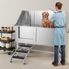 image:imageVEVOR Professional Dog Washing Station 34 Inch Stainless Steel Pet Grooming Tub with Hot amp Cold Faucet Showerhead Storage Rack NoBend AllinOne Bathtub Home Wash Sink Fits Small Cats and Dogs62 inch