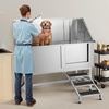 image:imageVEVOR Stainless Steel Dog Washing Station 62 inch Pet Grooming Tub wStairs PE Water Filter Board Faucet amp Showerhead amp Soap Holder Dog Bathtub for Large amp Medium amp Small Pets Right DoorRight STAIRS