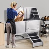 image:imageVEVOR Stainless Steel Dog Washing Station 62 inch Pet Grooming Tub wStairs PE Water Filter Board Faucet amp Showerhead amp Soap Holder Dog Bathtub for Large amp Medium amp Small Pets Right DoorRight RAMP
