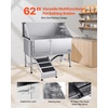 image:imageVEVOR Stainless Steel Dog Washing Station 62 inch Pet Grooming Tub wStairs PE Water Filter Board Faucet amp Showerhead amp Soap Holder Dog Bathtub for Large amp Medium amp Small Pets Right DoorLeft RAMP