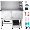 image:imageVEVOR Stainless Steel Dog Washing Station 62 inch Pet Grooming Tub wStairs PE Water Filter Board Faucet amp Showerhead amp Soap Holder Dog Bathtub for Large amp Medium amp Small Pets Right DoorRight RAMP