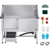 image:imageVEVOR Stainless Steel Dog Washing Station 62 inch Pet Grooming Tub wStairs PE Water Filter Board Faucet amp Showerhead amp Soap Holder Dog Bathtub for Large amp Medium amp Small Pets Right DoorLeft RAMP