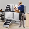 image:imageVEVOR Stainless Steel Dog Washing Station 62 inch Pet Grooming Tub wStairs PE Water Filter Board Faucet amp Showerhead amp Soap Holder Dog Bathtub for Large amp Medium amp Small Pets Right DoorLeft RAMP