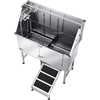 image:imageVEVOR Stainless Steel Dog Washing Station 62 inch Pet Grooming Tub wStairs PE Water Filter Board Faucet amp Showerhead amp Soap Holder Dog Bathtub for Large amp Medium amp Small Pets Right DoorRight RAMP