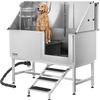 image:imageVEVOR Stainless Steel Dog Washing Station 62 inch Pet Grooming Tub wStairs PE Water Filter Board Faucet amp Showerhead amp Soap Holder Dog Bathtub for Large amp Medium amp Small Pets Right DoorRight STAIRS